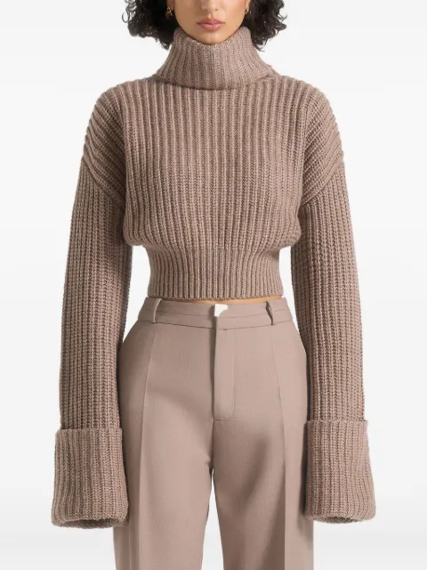 Manière De Voir Amaya roll neck knit jumper with cuffs Neutrals WMN4070