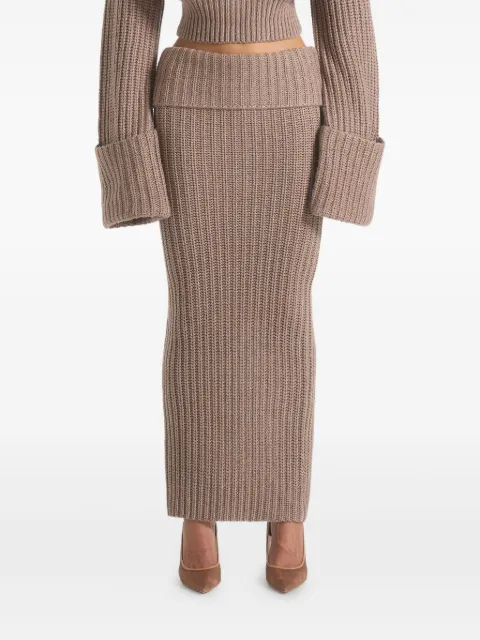 Manière De Voir Lyra knit maxi skirt with foldover Neutrals WMN4084