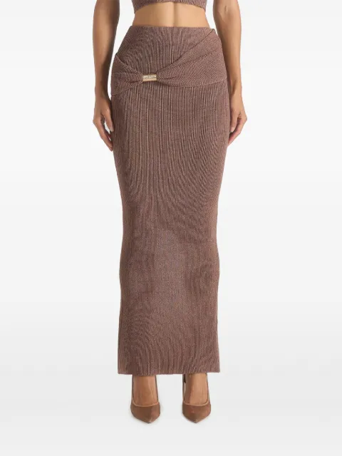 Manière De Voir Amy asymmetric midaxi skirt with hardware detail Neutrals WMN4068