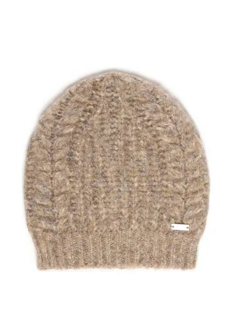 Fay ribbed logo-plaque beanie hat Neutrals N7WF3516860XRS