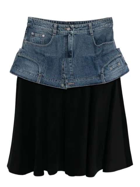 Juun.J layered-design skirt Blue JW5X27W06