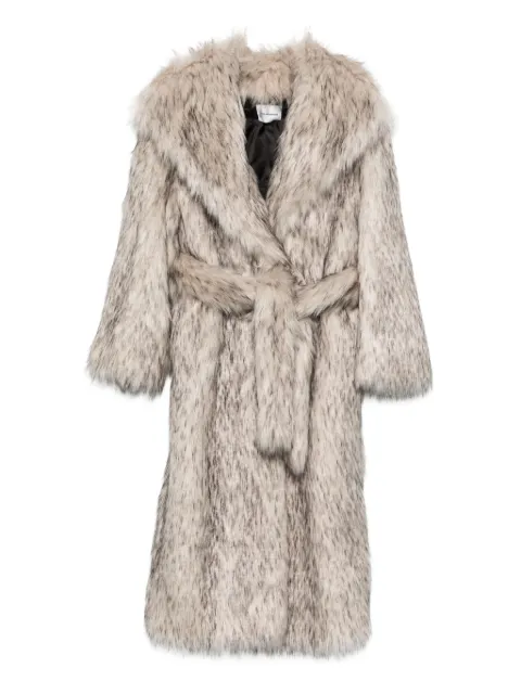 THE ANDAMANE belted faux-fur coat Neutrals TM181071ATNP258