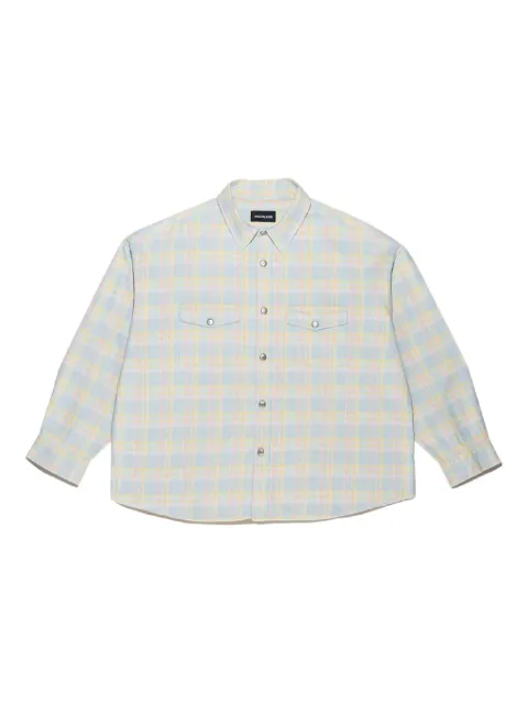 Mainless flap pockets plaid shirt Blue M1030BLUE
