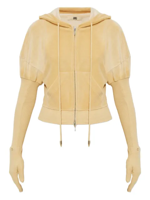 KNWLS Paris zip-fastening velvet hoodie Yellow AW25PAHO
