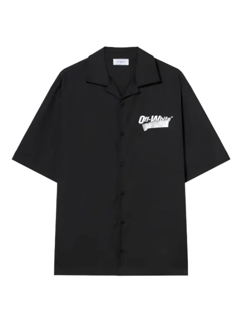 Off-White tape logo bowling shirt Black OMGG01FF25FAB0031001