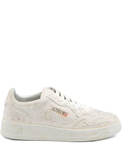 Autry Medalist crystal-embellished suede sneakers Neutrals AULWNA01