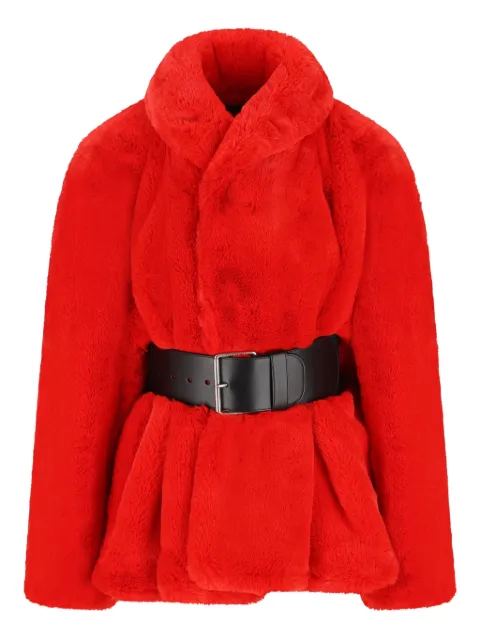 Balenciaga belted faux-fur jacket Red 850602TSQ366400