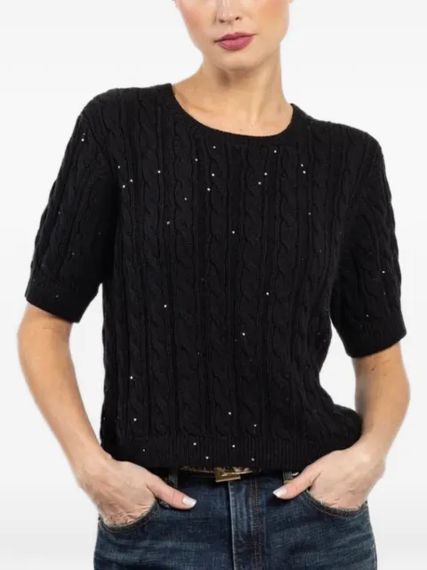 FRAME cable-knit embellished top Black WP26KSW026BLK