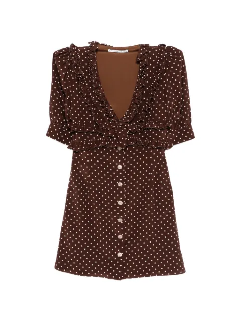 Alessandra Rich ruffled polka-dot mini dress Brown FABX4297F4686