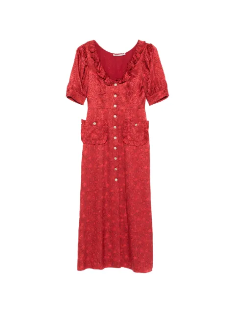 Alessandra Rich ruffled jacquard midi dress Red FABX4280F4670