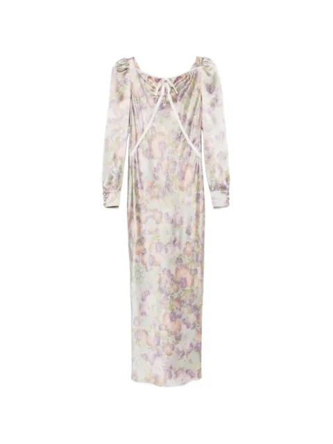 Alessandra Rich bow floral silk midi dress Neutrals FABX4317