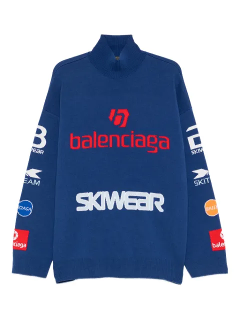 Balenciaga Sponsor jacquard turtleneck sweater Blue 799917T1696