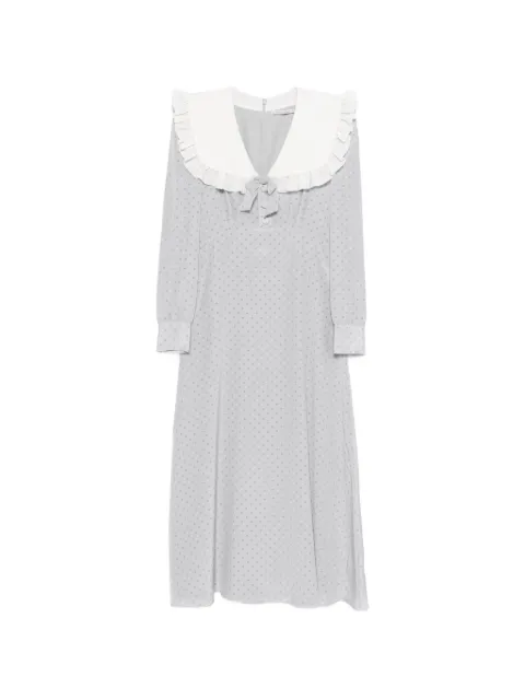Alessandra Rich polka-dot silk midi dress with collar Grey FABX4368