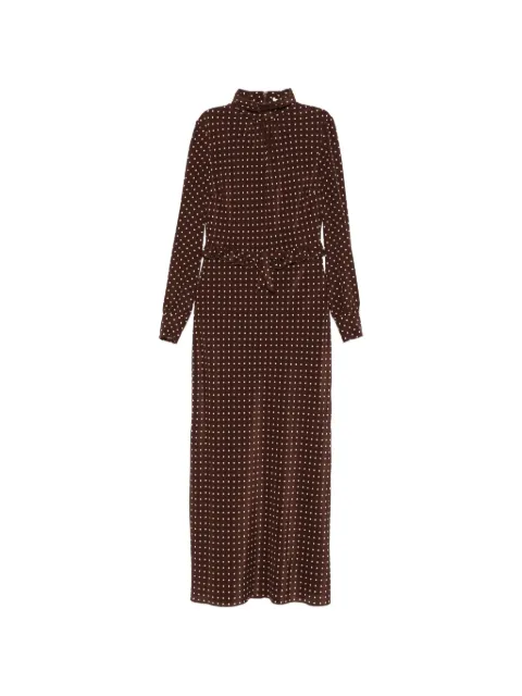 Alessandra Rich polka-dot silk high neck midi dress Brown FABX4356F4686