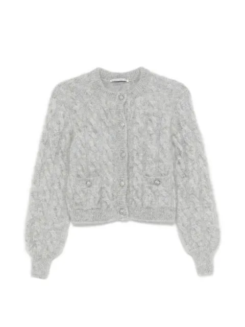 Alessandra Rich cable-knit cardigan Grey FABX4346K4724