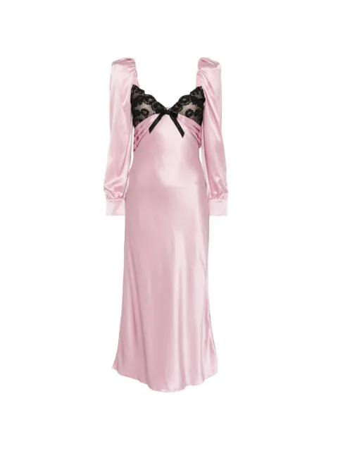 Alessandra Rich silk satin midi dress with bow Pink FABX4303
