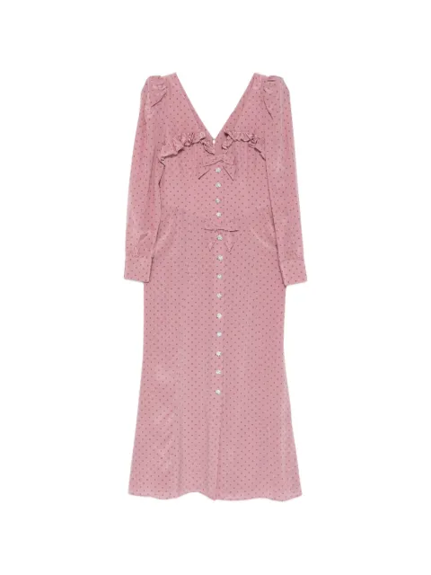 Alessandra Rich polka-dot silk midi dress with ruffles Pink FABX4314F4686