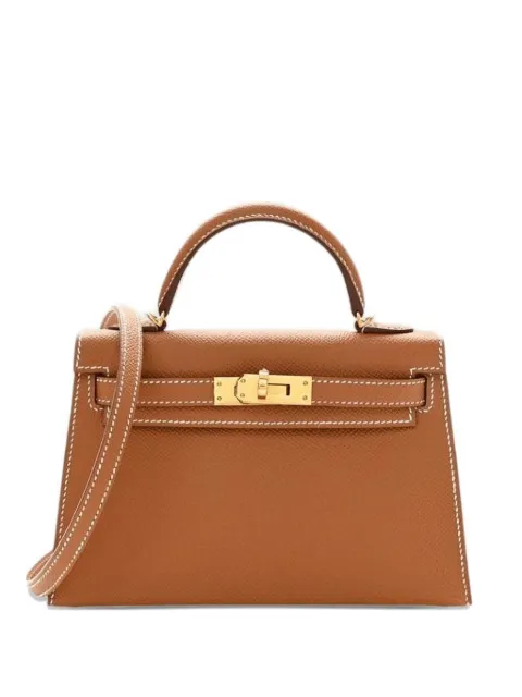 Hermès Pre-Owned 2025 gold Mini Kelly Sellier 20 Epsom gold hardware handbag Brown KELLYSELLIER20