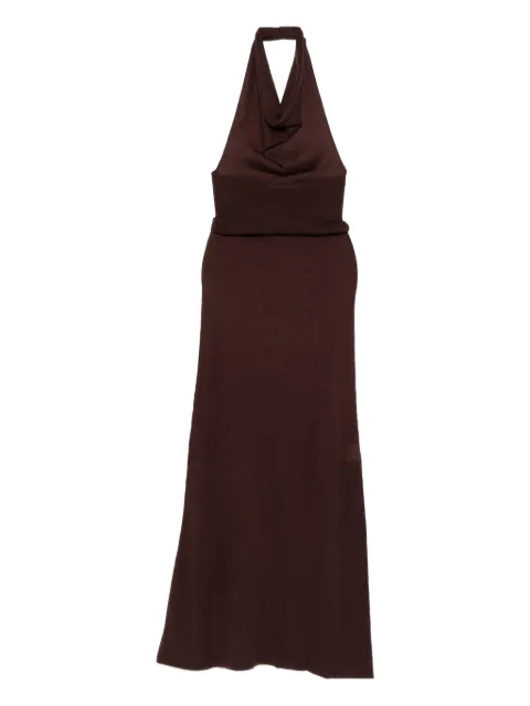 Aya Muse Reed halterneck maxi dress Brown AMPF2525