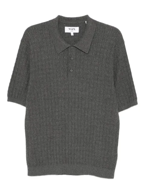 Wax London diamond stripe knitted polo shirt Grey NPOBTVMRL