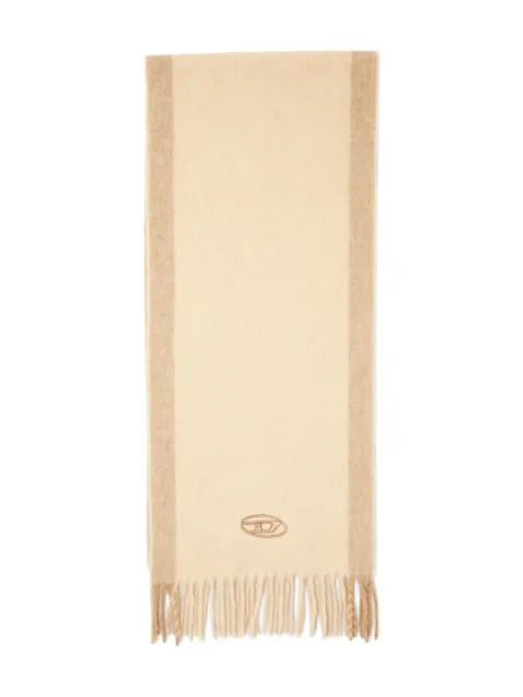 Diesel logo-embroidery fringed-edge scarf Neutrals A217440EGDZ