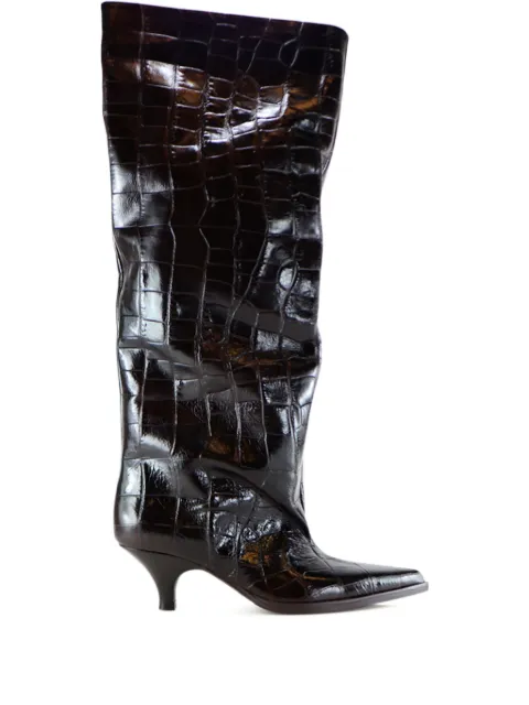 Notabene 60mm Yolanda crocodile-effect boots Brown YOLANDA