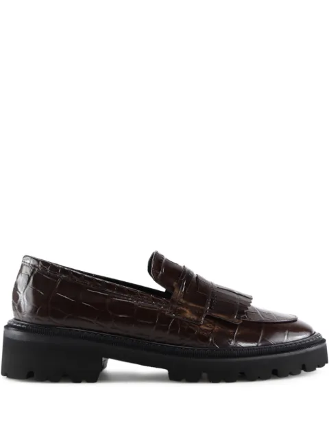 Notabene Tereza fringed-embellishment crocodile-effect loafers Brown TEREZA