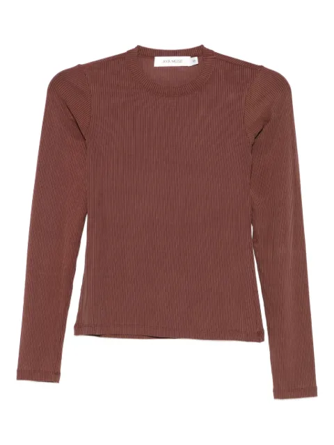 Aya Muse fine-ribbed T-shirt Red AMPF25108