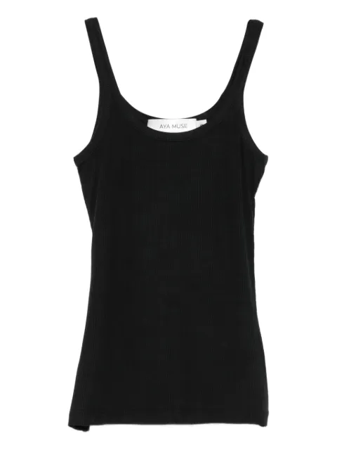 Aya Muse fine-ribbed tank top Black AMSS25151