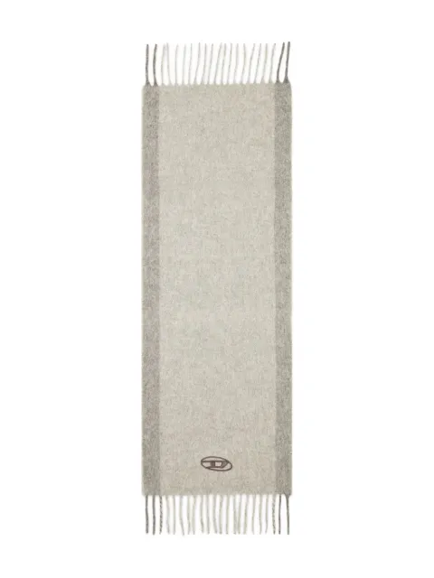 Diesel logo-embroidery fringed-edge scarf Neutrals A217440EGDZ