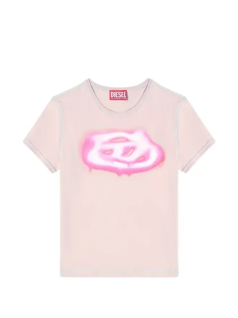 Diesel slim T-shirt with graffiti-effect logo Pink A204970QHHA