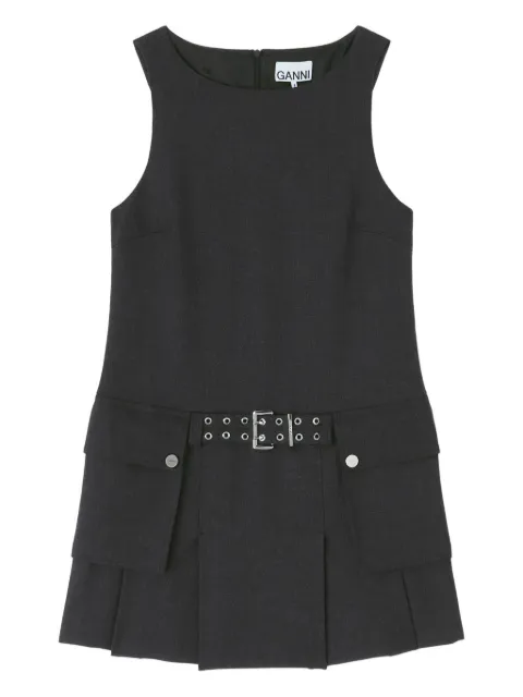 GANNI belted pocket mini dress Grey A1030115
