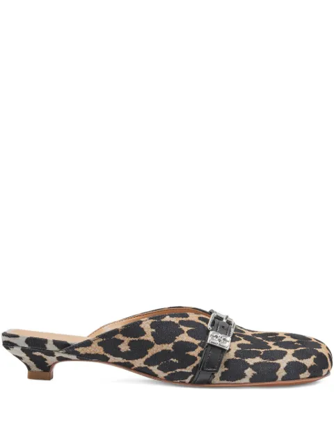 GANNI buckle leopard-print mules Neutrals B1030036