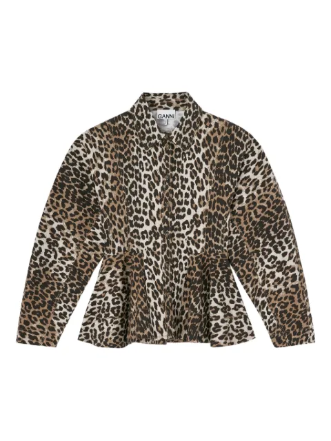 GANNI leopard peplum shirt Brown A1040058