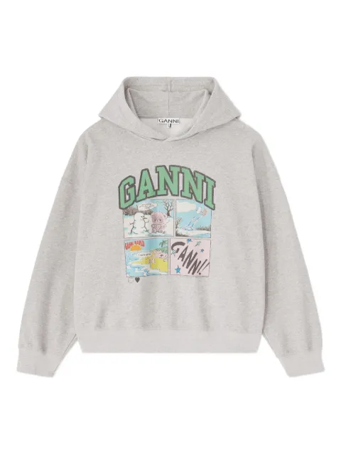 GANNI graphic-print hoodie Grey A1060034