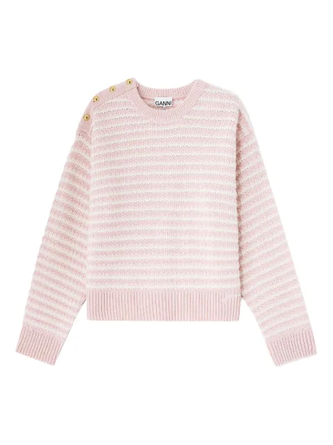 GANNI button striped knitwear Yellow A1070114