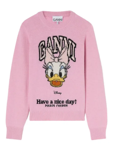 GANNI x Disney Daisy Duck graphic wool sweater Pink A1070151