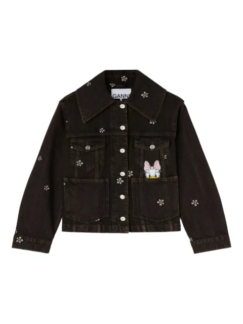 GANNI daisy duck denim short jacket Black A1010169