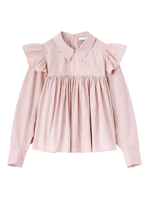 GANNI pink frill blouse Pink A1040084