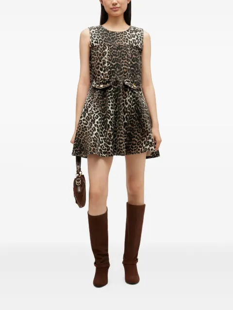 GANNI leopard denim mini dress Brown A1030191
