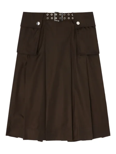 GANNI Duchesse nylon pleated skirt Brown A1090054