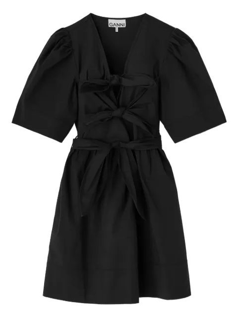 GANNI mini bow belted dress Black A1030195