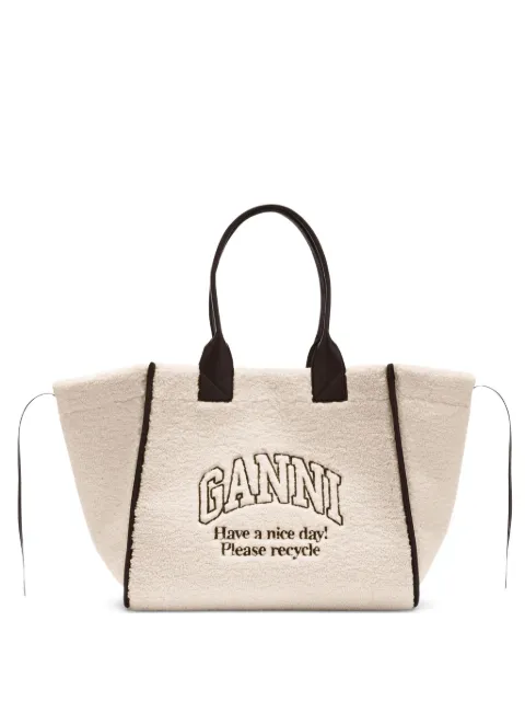 GANNI shearling XXL tote Neutrals B2110033
