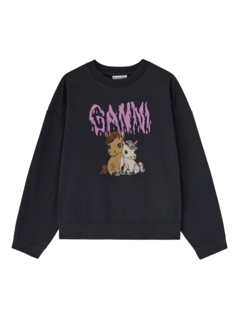 GANNI graphic-print sweatshirt Grey A1060018
