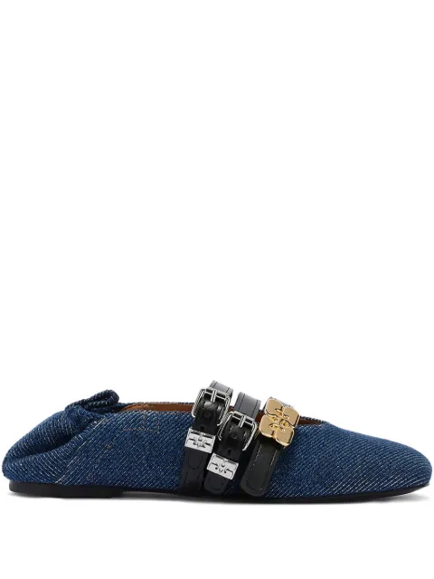 GANNI Sue Triple ballerinas in denim Blue B1020073