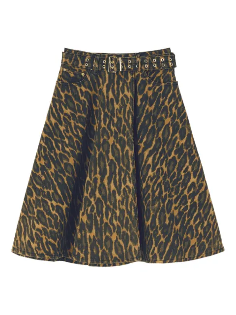 GANNI leopard-print midi skirt Green A1090089