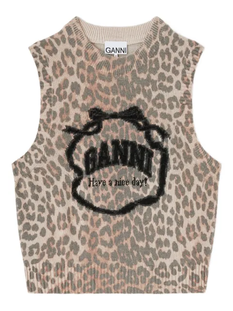 GANNI graphic wool vest Brown A1070044