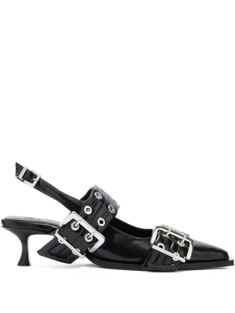 GANNI buckle-strap slingback heels Black B1020092