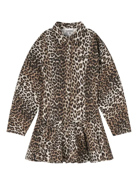 GANNI leopard shirt dress Brown A1030184