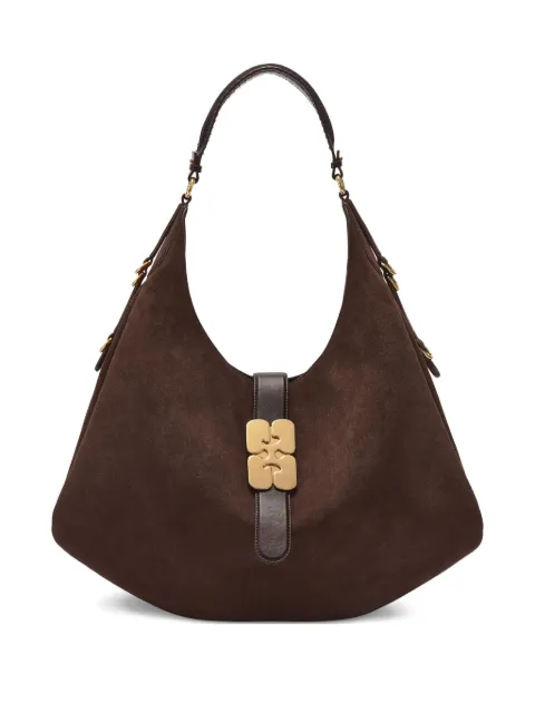 GANNI logo-plaque large shoulder bag Brown B2070021